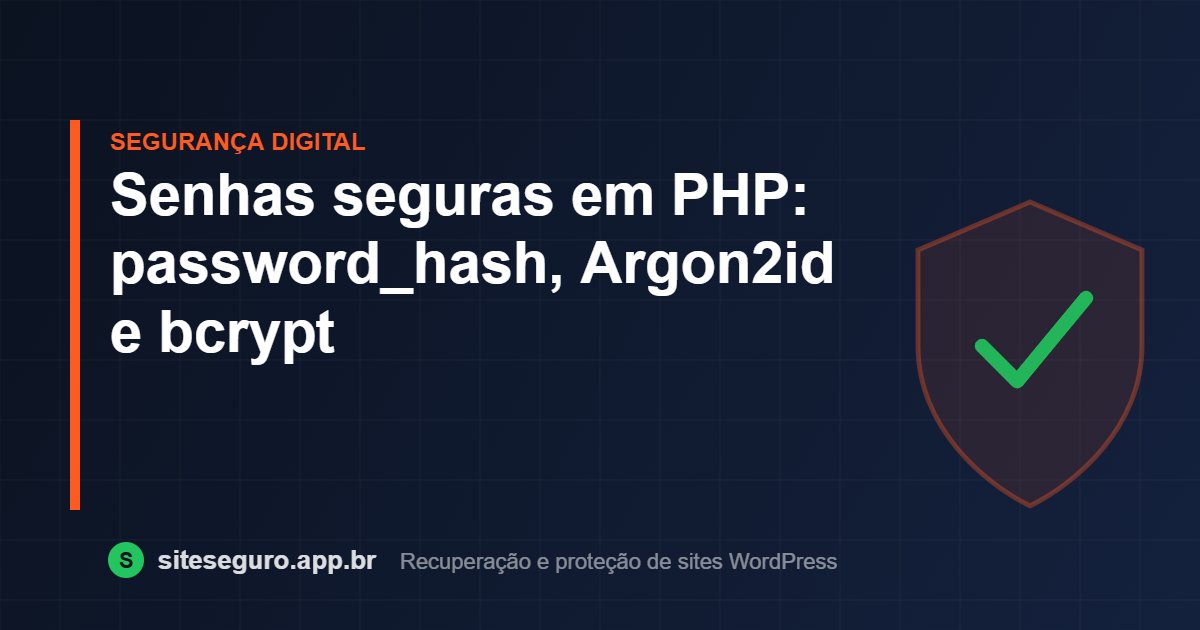 Senhas seguras em PHP: password_hash, Argon2id e bcrypt – Site Seguro